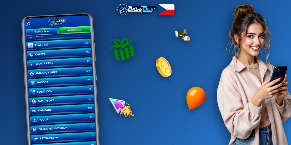 Bassbet Casino Casino app pro Android a iOS zobrazená na smartphonu s ikonami platforem
