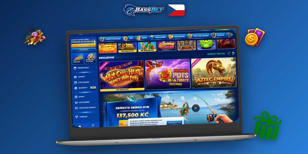 Registrační formulář Bassbet Casino Casino v češtině s polem pro zadání promo kódu na notebooku